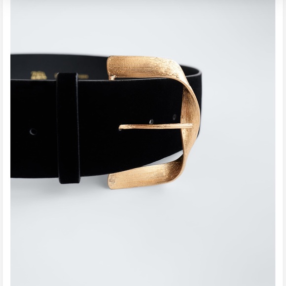 BNWT ZARA Velvet Belt With Gold Buckle Size 30 - Picture 3 of 11